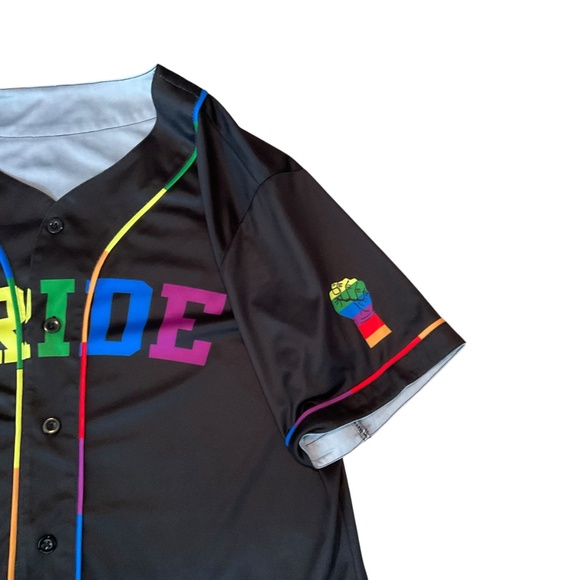 LGBTQ+ Pride Love Is Love Jersey Baseball Shirt GarmentOne Clothing Large Unisex - Picture 7 of 9